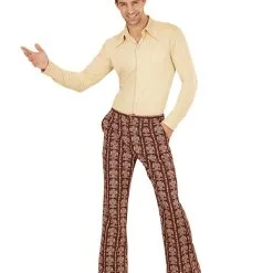 Kultige Herren-Schlaghose Braun Gemustert -Karnevalskostüme Herren Verkäufe 70er jahre herren schlaghose old school 70s groovy style trousers schlagermove kostuem 29423 03