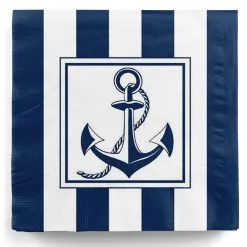 20 Weiß-blaue Anker Servietten