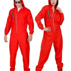 Bankräuber Kostüm Overall Rot Unisex