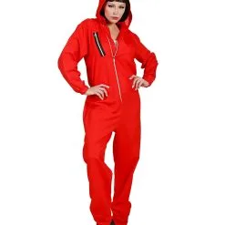 Bankräuber Kostüm Overall Rot Unisex -Karnevalskostüme Herren Verkäufe bankraeuber kostuem overall rot unisex bank heist costume overal red jumpsuit 39227 4