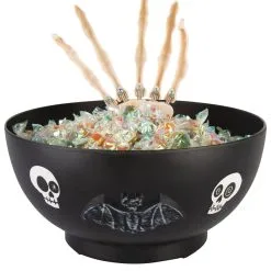 Unheimliche Bonbonschüssel Mit Sich Bewegender Knochenhand