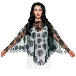 Day Of The Dead Poncho Mit Spitze