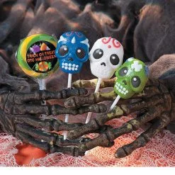 Totenkopf Lutscher "Day Of Dead" 12 St. -Karnevalskostüme Herren Verkäufe day of dead totenkopf lutscher totenschaedel lutscher halloween lollys 22319 01