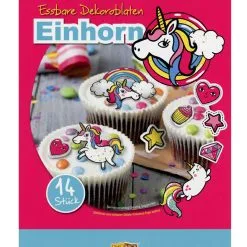 Essbare Einhorn Deko-Oblaten 14 St.