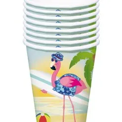 Pinke Flamingo Pappbecher 8 St.