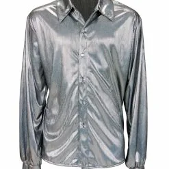 Glitzer Discohemd Silber