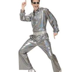 Glitzer Discohemd Silber -Karnevalskostüme Herren Verkäufe glitzer discohemd silber silber glitzerndes discohemd pailettenhemd 70er jahre hemd bild3 25595