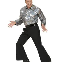 Glitzer Discohemd Silber -Karnevalskostüme Herren Verkäufe glitzer discohemd silber silber glitzerndes discohemd pailettenhemd 70er jahre hemd bild4 25595