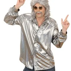 Glitzer Discohemd Silber -Karnevalskostüme Herren Verkäufe glitzer discohemd silber silber glitzerndes discohemd pailettenhemd 70er jahre hemd bild5 25595