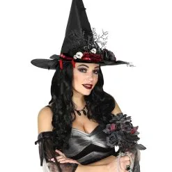 Schwarze Witwe Brautstrauß Mit Schwarzen & Roten Rosen -Karnevalskostüme Herren Verkäufe halloween brautstrauss mit schwarzen und roten rosen black widow bouquet with red and black roses 38618 02