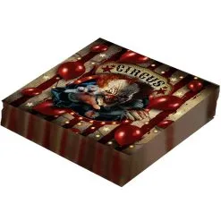 Horror Clown Zirkus Servietten 12 St. -Karnevalskostüme Herren Verkäufe halloween horrorclown circus servietten halloween horror clown circus napkins horror zirkus dekoration 53171 3