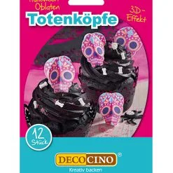 12 Oblaten Totenköpfe Für Halloween