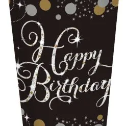 Happy Birthday Becher Silver & Gold 8 St.