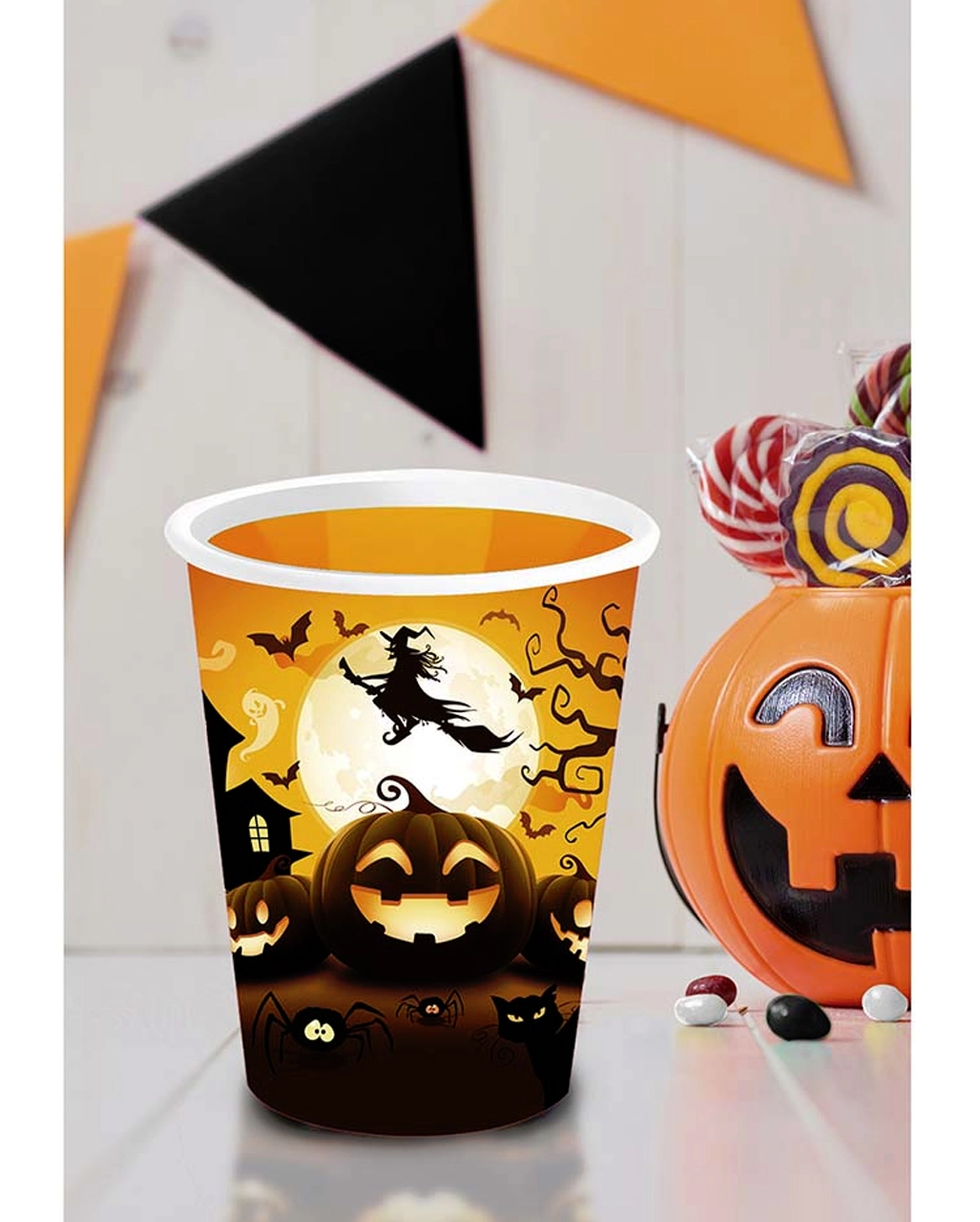 6 Kleine Happy Halloween Kürbis Pappbecher 4 6 Kleine Happy Halloween Kürbis Pappbecher – Bild 2