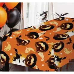 Tischdecke Happy Halloween Kürbis -Karnevalskostüme Herren Verkäufe happy halloween kuerbis tischdecke happy halloween pumpkin tablecloth halloween deko kinder 53203 3
