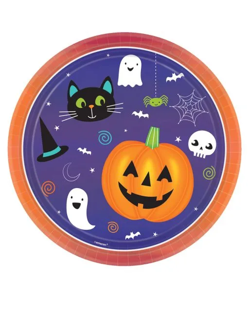 8 Happy Halloween Einwegteller -Karnevalskostüme Herren Verkäufe happy halloween partyteller happy halloween partygeschirr happy halloween paper plates 39737 01