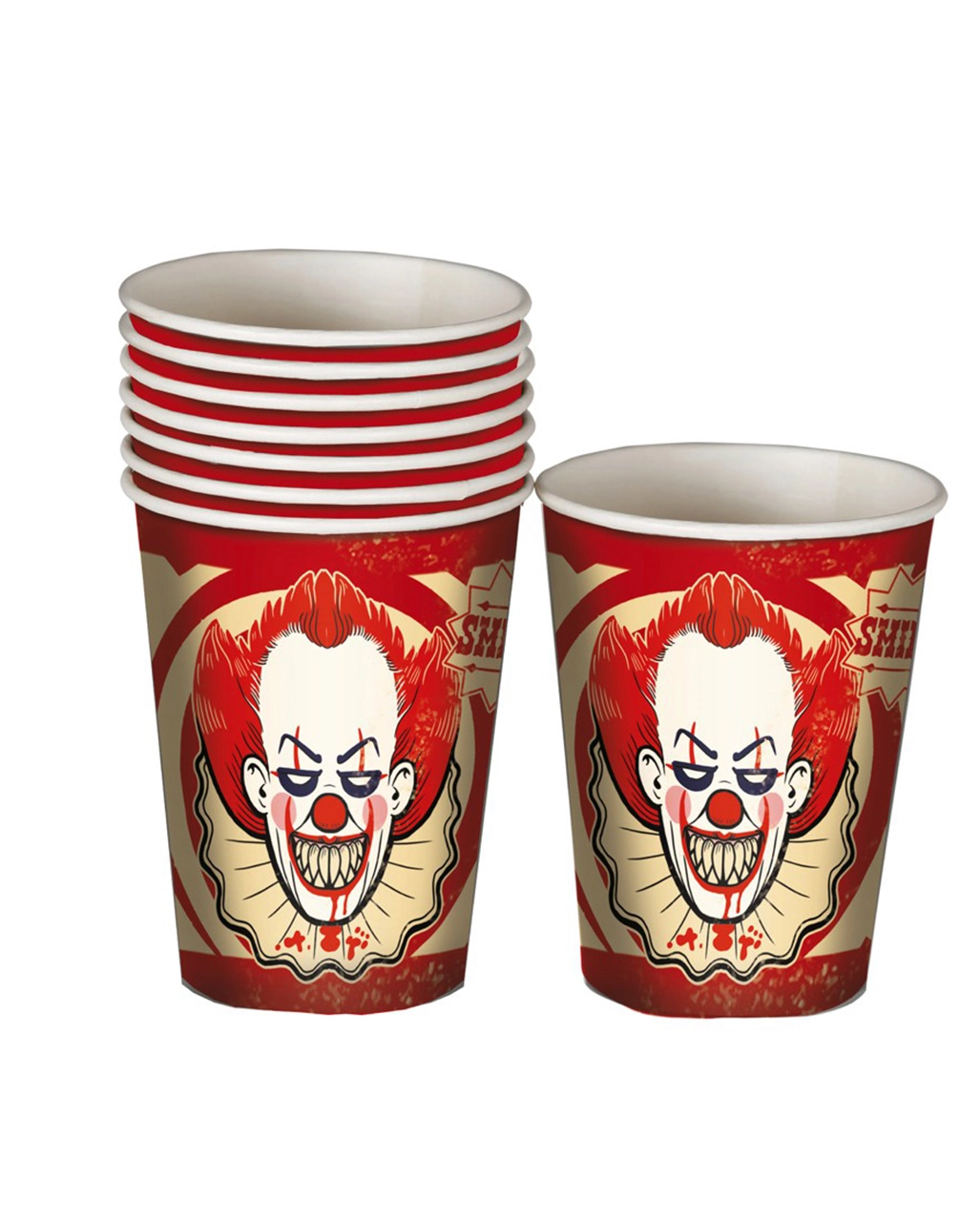 Horror Clown Party Becher 8 Stück 3 Horror Clown Party Becher 8 Stück