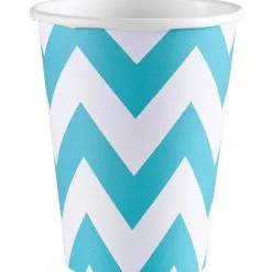 Karibisch Blaue Zick-Zack Pappbecher 8 St.
