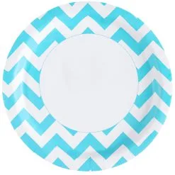 Karibisch Blaue Zick-Zack Pappteller 8 St.