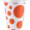 Orange Punkt Pappbecher 8 St. -Karnevalskostüme Herren Verkäufe orange dots pappbecher tischdekoration sommerparty punkte muster paper cups 35744