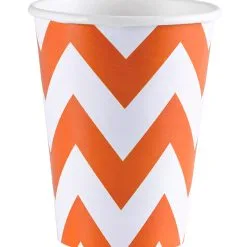 Zick-Zack Pappbecher Orange 8 St.