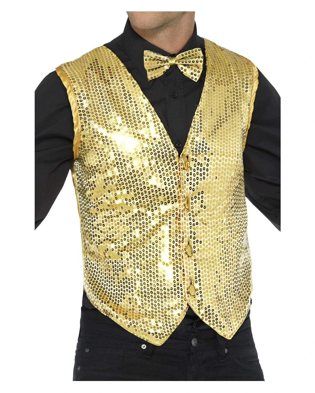 Goldene Männer Pailletten-Weste 3 Goldene Männer Pailletten-Weste