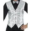 Silberne Männer Pailletten-Weste -Karnevalskostüme Herren Verkäufe pailetten weste fuer herren silber zirkus direktor weste pailletten weste fuer fasching 28528