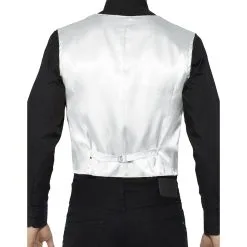 Silberne Männer Pailletten-Weste -Karnevalskostüme Herren Verkäufe pailetten weste fuer herren silber zirkus direktor weste pailletten weste fuer fasching 28528 3