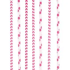 12 Papier Trinkhalme Pink