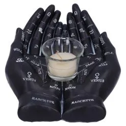 Schwarze Chiromantie-Hände Teelichthalter