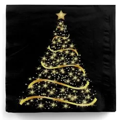 Schwarze Weihnachtsservietten "Shining Tree" 20 St.