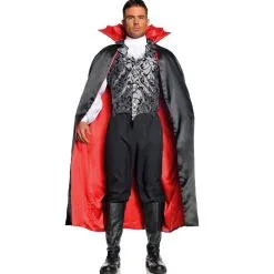 Vampir Satin Cape Schwarz / Rot