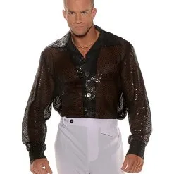 Schwarzes Pailletten Hemd