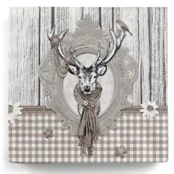 20 Landhaus Servietten Mit Hirsch Taupe