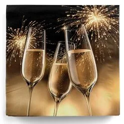 20 Goldene Party-Servietten Mit Sektgläsern