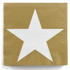 20 Gold-weiße Stern Servietten
