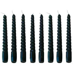 Gedrehte Tafelkerzen Schwarz 8er Pack