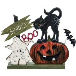 Halloween Kürbis & Katze Standdeko 24cm