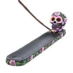 Sugar Skull Mit Blumen Räucherstäbchen Halter -Karnevalskostüme Herren Verkäufe sugar skull mit flowers raeucherstaebchen halter sugar skull with flowers incense burner 50735 02