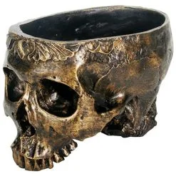 Goldene Totenschädel Pflanzenschale