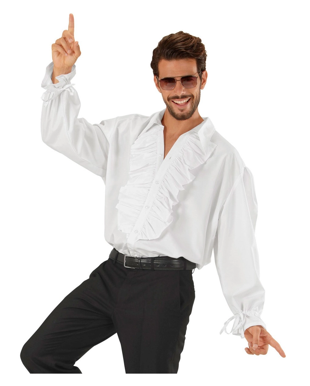 Weißes Herrenhemd Mit Rüschen & Knöpfen 4 Weißes Herrenhemd Mit Rüschen & Knöpfen – Bild 2